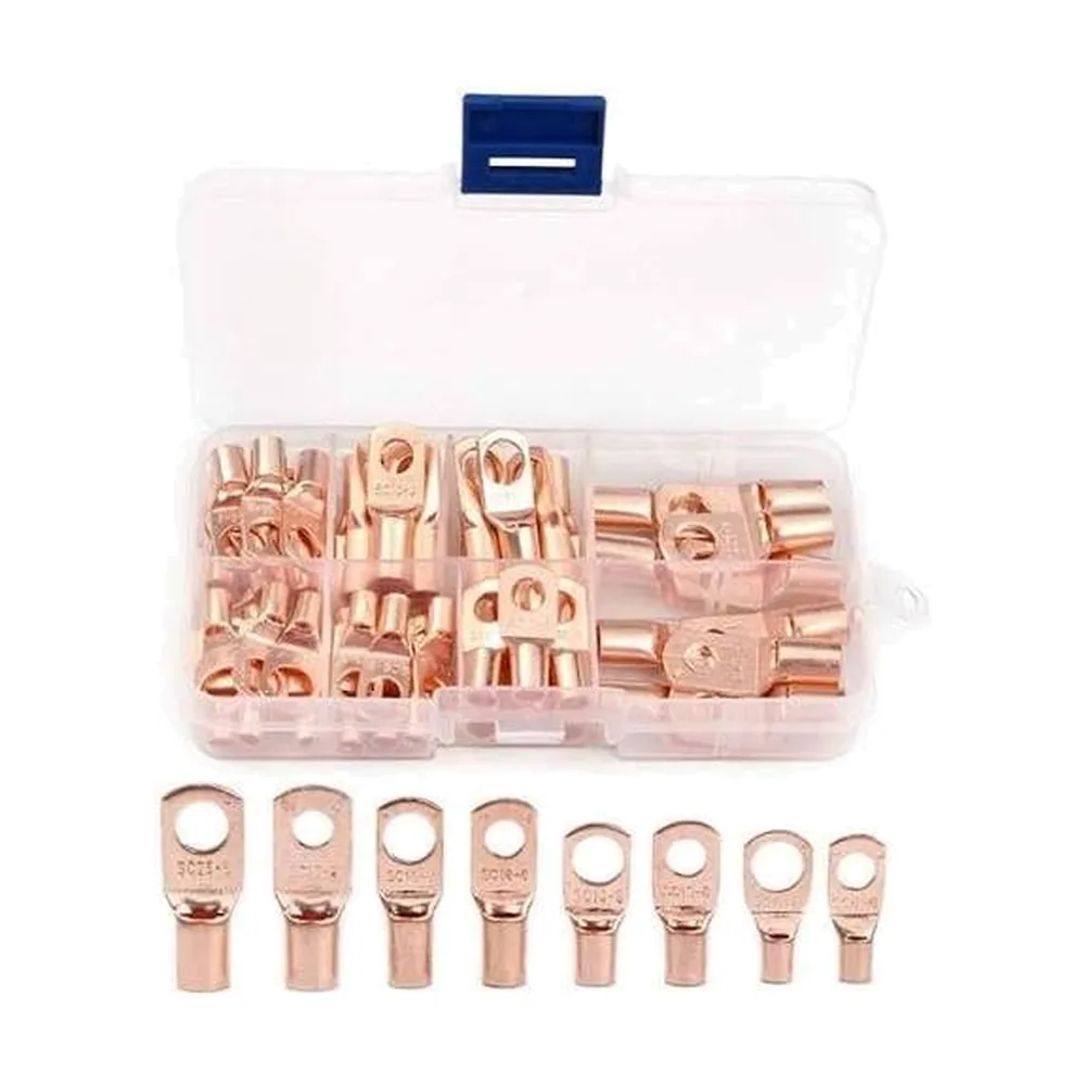 Copper Lug Ring Wire Connectors Bare Cable Electric Crimp Terminal (60PCS).webp