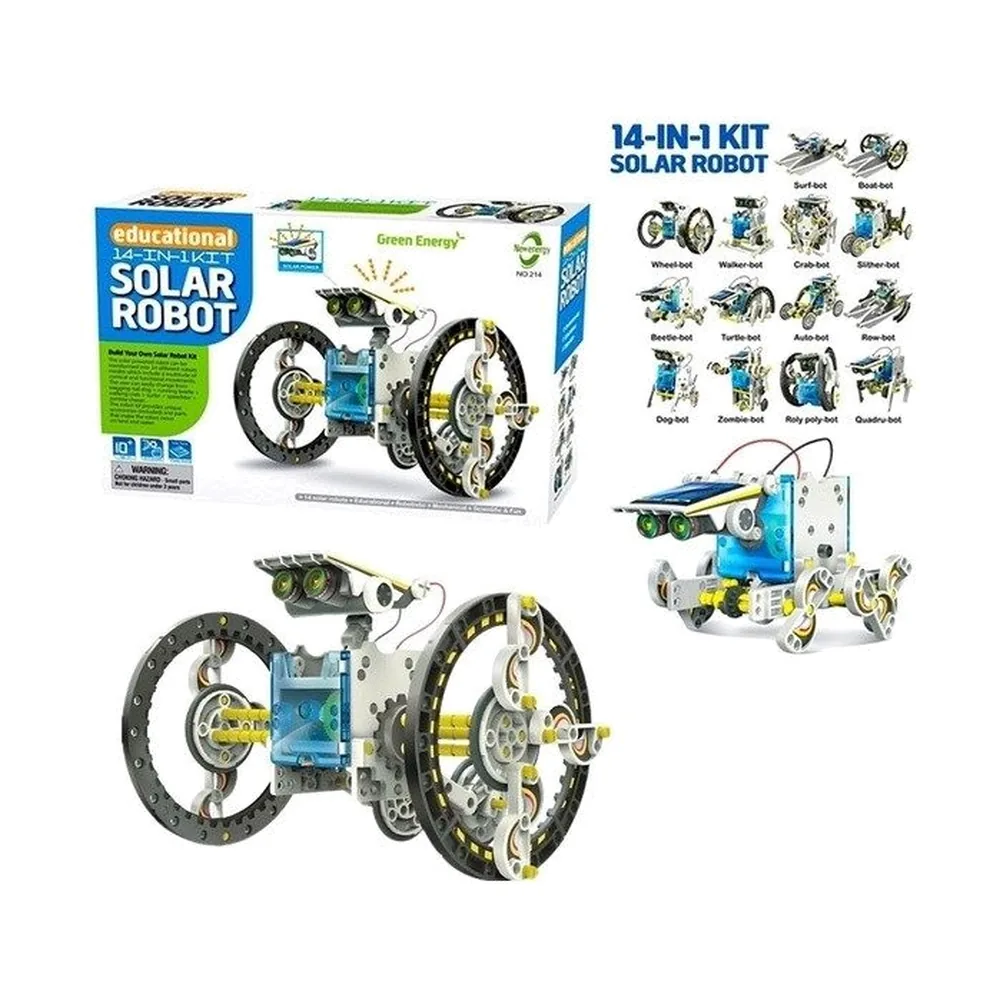 New Creative DIY Assemble 14 in 1 Educational Solar Transformers Robot Kit Toy