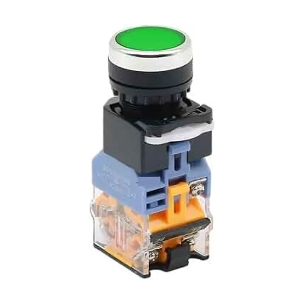 LA128A Push Button Switch Green 220V 3PIN 22MM Self-Reset