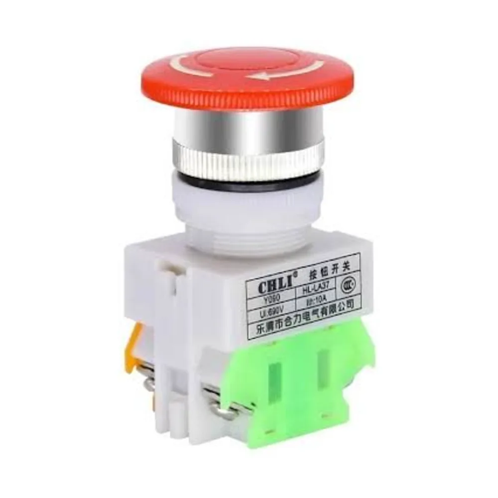 Red Mushroom Cap DPST Emergency Stop Push Button Switch 1NO 1NC AC 600V 10A