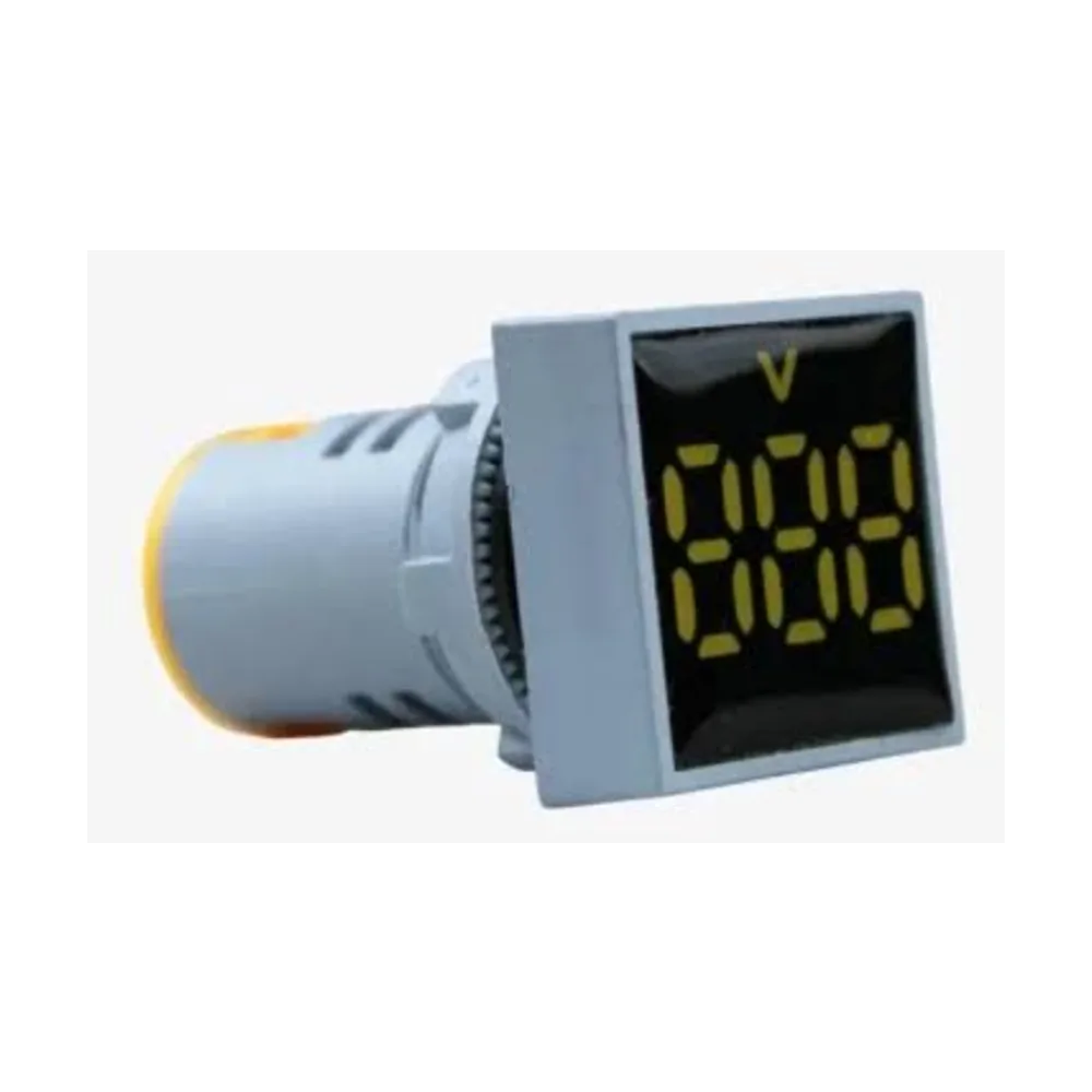 AD16-22FSV Square Frosted Surface LED Voltmeter Indicator Light Yellow AC60-500V 22mm