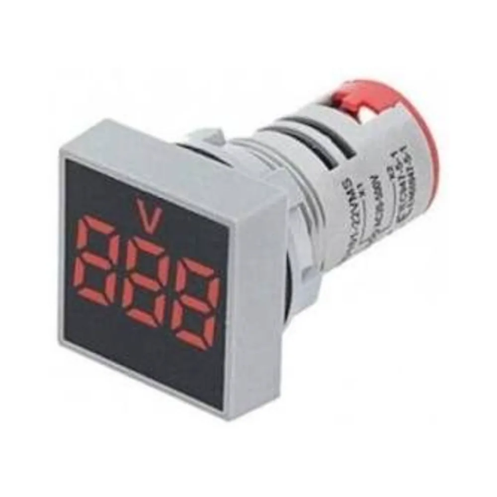 AD16-22FSV Square Frosted Surface LED Voltmeter Indicator Light Red AC60-500V 22mm
