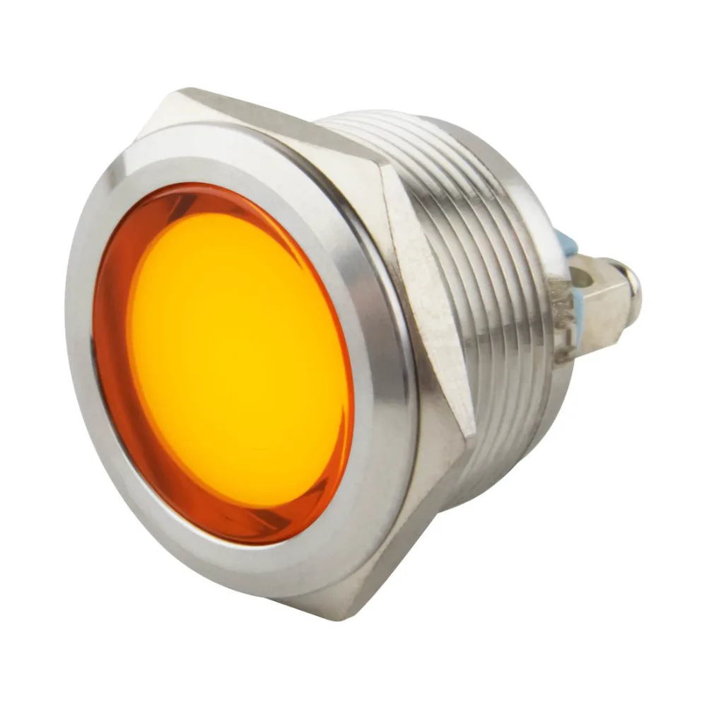 LED Metal Indicator Light Yellow 220V 22mm