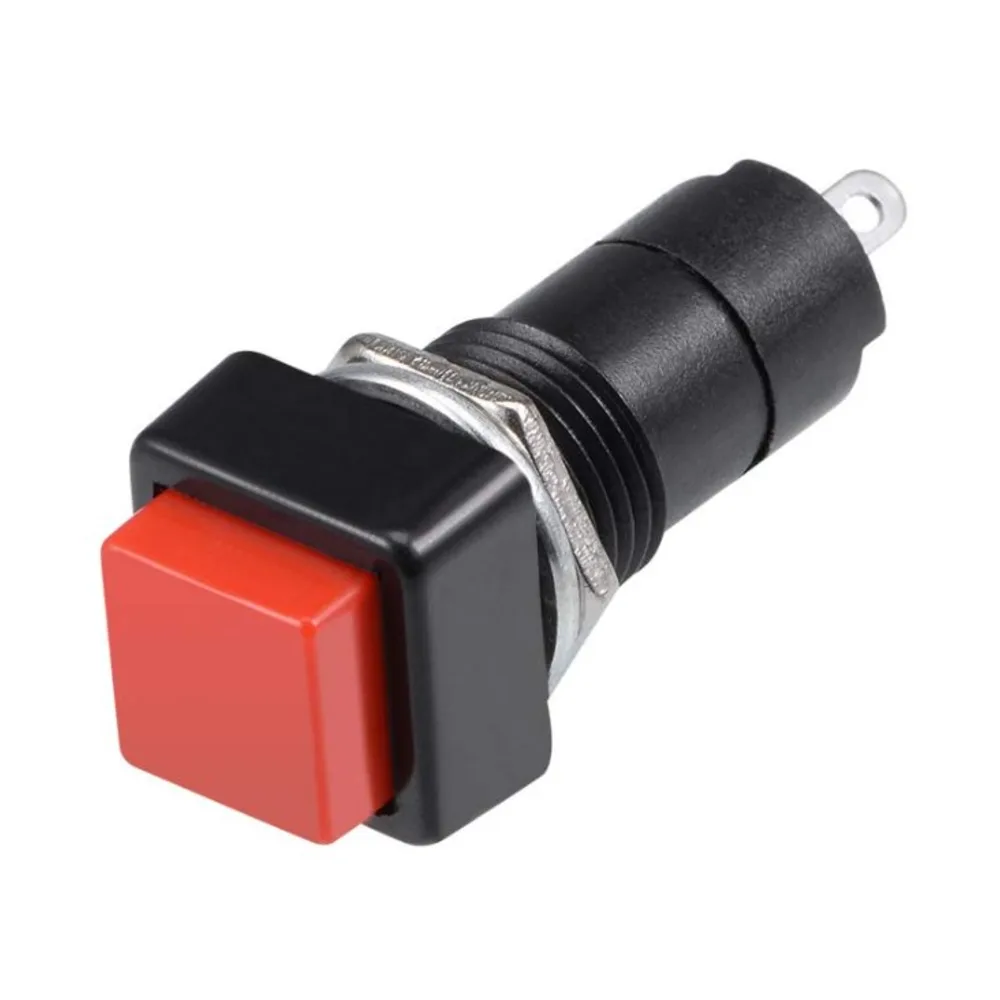2PIN OFF-ON Self Locking Self-Reset 12mm Red Square