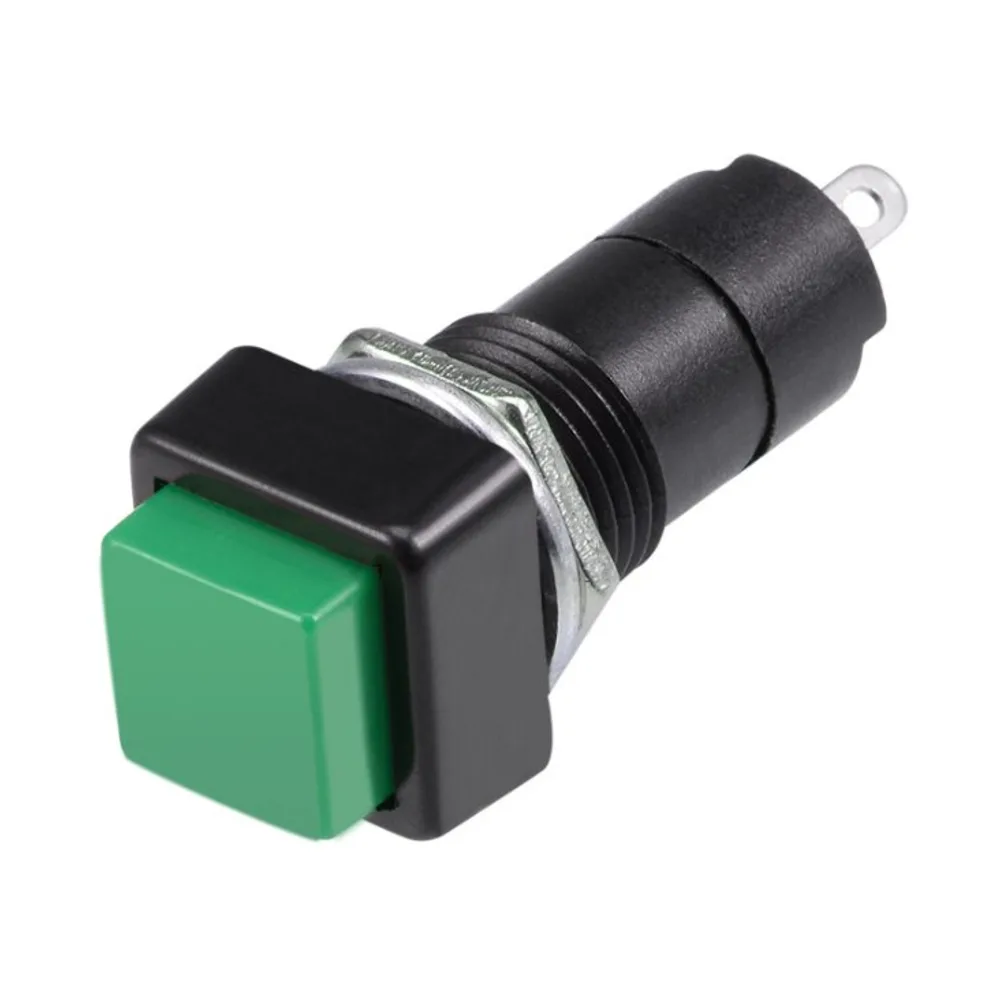 2PIN OFF-ON Self Locking Self-Reset 12mm Green Square