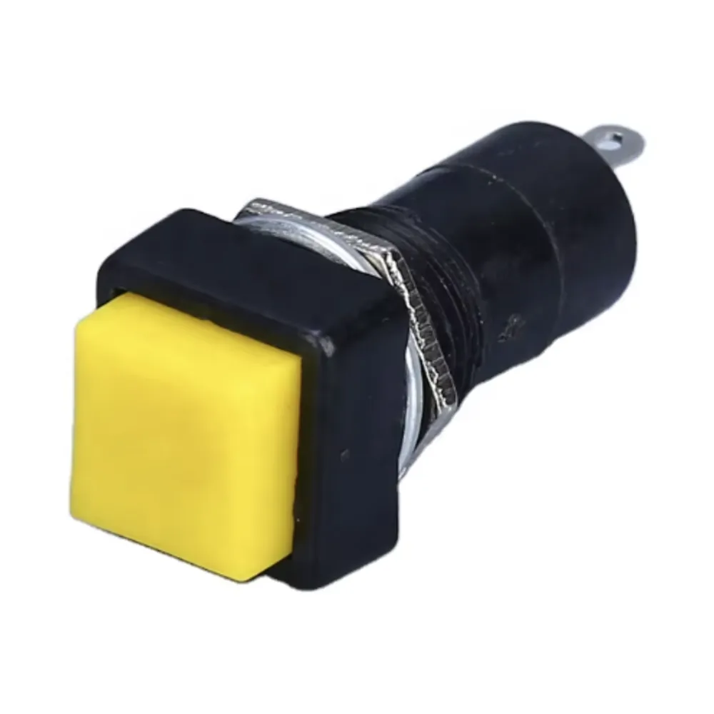2PIN OFF-ON Momentary Self-Reset 12mm Yellow Square