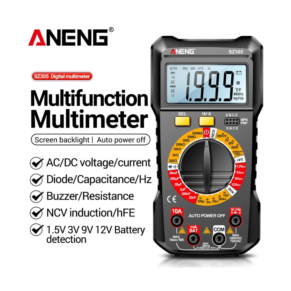 Black ANENG SZ305 High Precision Multifunction Multimeter